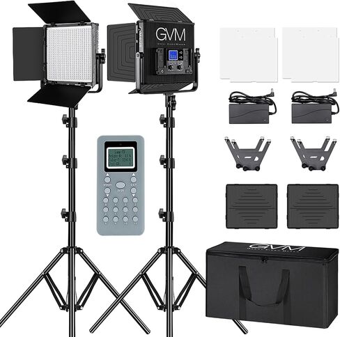 GVM 40W LED Panel Light Kit with Stands, 3200K-5600K Bi Color Photography Light with Remote Controller, 2 Packs Video Light for Studio Photography, YouTube, and Live Streaming, CRI 97+ in Kuwait
