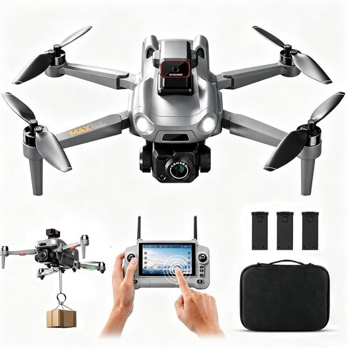 M24 MAX Drones with 8K Camera for Adults, Drone with 4.5 inch Touchscreen | 90 Mins Flight Time, 3KM Long Control Range, One-Key Airdrop, 360° Obstacle Avoidance, Auto Return Drone for Beginner Gift in Kuwait