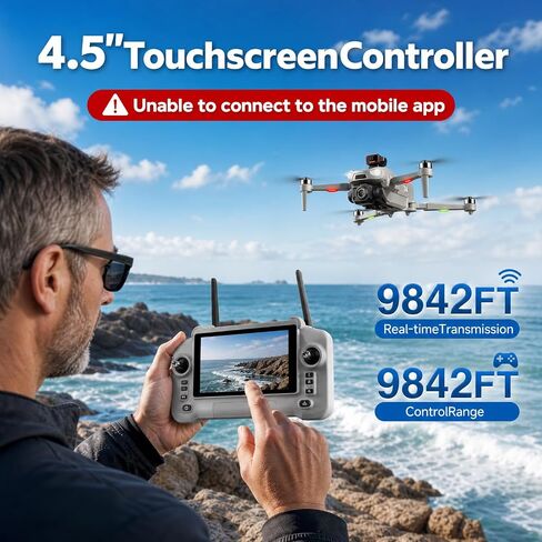M24 MAX Drones with 8K Camera for Adults, Drone with 4.5 inch Touchscreen | 90 Mins Flight Time, 3KM Long Control Range, One-Key Airdrop, 360° Obstacle Avoidance, Auto Return Drone for Beginner Gift in Kuwait