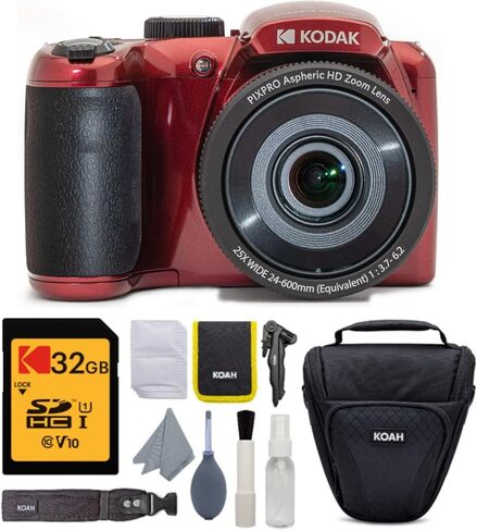 Kodak PIXPRO AZ255 Astro Zoom 16MP Digital Camera Bundle (White) | 32GB Memory Card, High-Resolution Photography, Case, 25X Optical - Perfect Point-and-Shoot, (3 items) in Kuwait