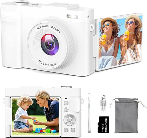 4K Digital Camera for Photography Auto-Focus, Compact 50MP Camera with 180° Flip Screen, 16X Digital Zoom, Camara Fotografica with 32GB Card – Great for Vlogging and Learning Photography(Black) in Kuwait