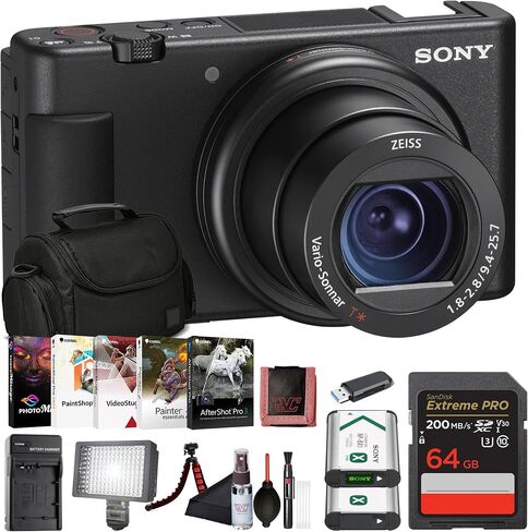 Sony ZV-1 Digital Vlogging Camera White (DCZV1/W) – 20.1 MP 1" Sensor, 24–70 mm ZEISS Lens, 4K HDR Video, Flip Screen w/ 64GB Memory Card, Photo Software, NP-BX1 Battery and More in Kuwait