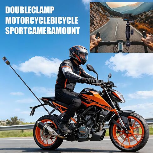 Motorcycle Mount for Insta 360 X4 X5, 59" Concealed Selfie Stick Kit, Bicycle Handlebar Clip Mount, Suitable for Motorcycles Bicycle Riding Recording, for GoPro Camera Accessories in Kuwait