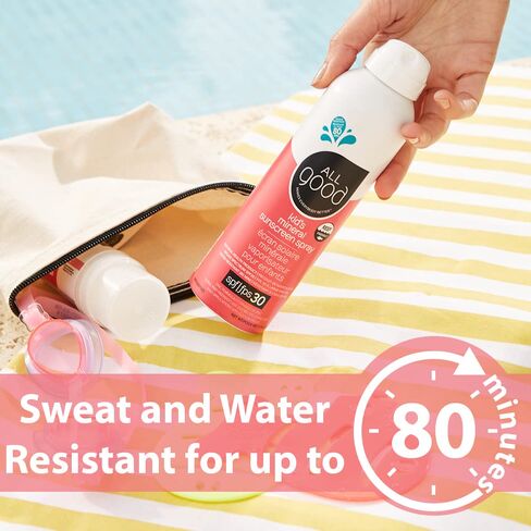 All Good Baby & Kids Sunscreen Spray - UVA/UVB Broad Spectrum, SPF 30, Zinc Oxide, Coral Reef Friendly, Water Resistant, Calendula, Aloe (6 oz)(2-Pack) in Kuwait