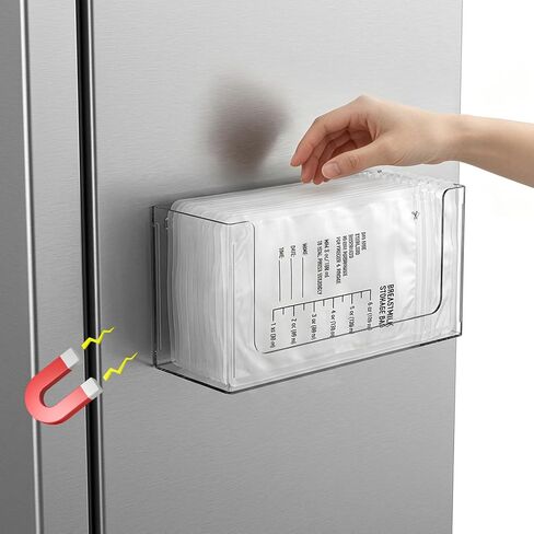 Magnetic Breastmilk Storage Bag Organizer Strong Magnetic & Wall Mount Milk Bag Holder Compatible with Lansinoh Medela Momcozy All Breast Milk Bags Space Saving Fridge Freezer Storage in Saudi Arabia