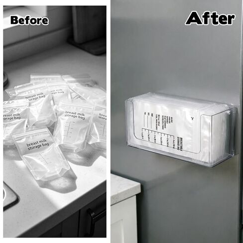 Magnetic Breastmilk Storage Bag Organizer Strong Magnetic & Wall Mount Milk Bag Holder Compatible with Lansinoh Medela Momcozy All Breast Milk Bags Space Saving Fridge Freezer Storage in Saudi Arabia