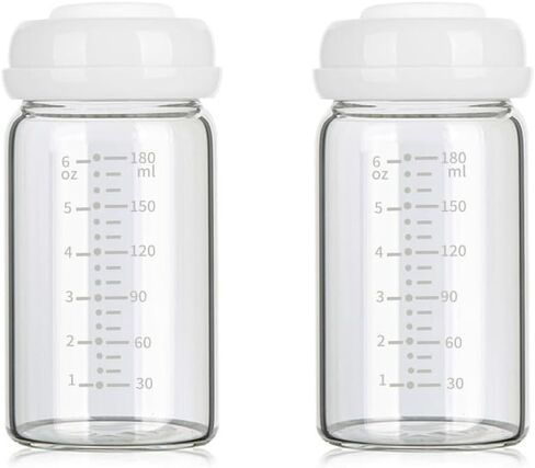 Glass Breast Milk Collection and Storage Bottles, 4 Pack, 6oz/180ml | Wide Neck, Compatible with Spectra S1 S2 9 Plus, Motif Luna, and Most Wide-Mouth Flanges, Borosilicate Glass, BPA Free in Kuwait