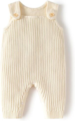 100% Cotton Baby Knitted Jumpsuit, Ribbed Sleeveless Romper for Infants and Toddlers Overall Bodysuit Newborn Gifts in Kuwait