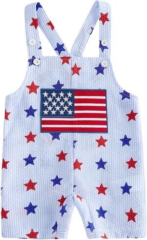 Baby Boy Girl 4th Of July Outfit Toddler Fourth Of July Overalls Romper in Kuwait