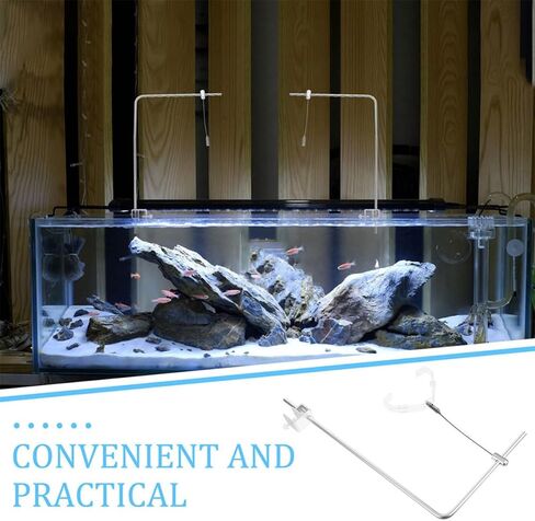 BESTYASH Aquarium Fish 2pcs Adjustable Tank Light Stand and Holder Bracket Aluminum Alloy Silver with Installation for Freshwater Saltwater Tanks in Kuwait