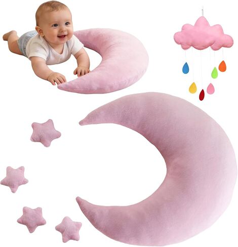 Newborn Photography Props, 6 PCS Photo Posing Pillows Set for 0-6 Months | professional photograph shoot for moon star cloud theme, velvet and interior filling material, for family photo shoots in Kuwait