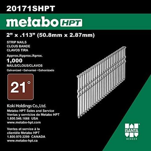 Metabo HPT Framing Nails | 2 In. x 0.113 | 21 Degree | Full Round Head | Hot Dipped Galvanized | Ring Shank | 1,000 Count | 20171SHPT in Kuwait