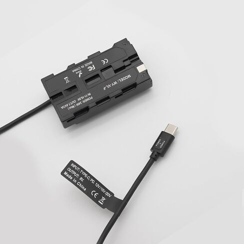 USB-C PD to NP-F550 Dummy Battery Coiled Power Cable, Fully Decoded Type C PD Adapter Suitable for Sony NP-F550/F570/F770/F970, Atomos Ninja V Shinobi Shogun 7, DSLR Camera & LED Light, 39" in Kuwait