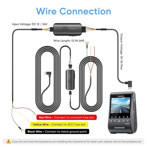 【HK6+ 2PCS MICRO3 Fuse】 VIOFO Type-C HK6 Acc Hardwire Cable for A329S Series / A119M Pro, Support Hybrid Parking Mode, Automatic Voltage Display, Low Power Consumption in Kuwait