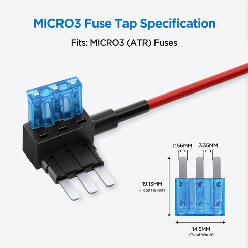 【HK6+ 2PCS MICRO3 Fuse】 VIOFO Type-C HK6 Acc Hardwire Cable for A329S Series / A119M Pro, Support Hybrid Parking Mode, Automatic Voltage Display, Low Power Consumption in Kuwait