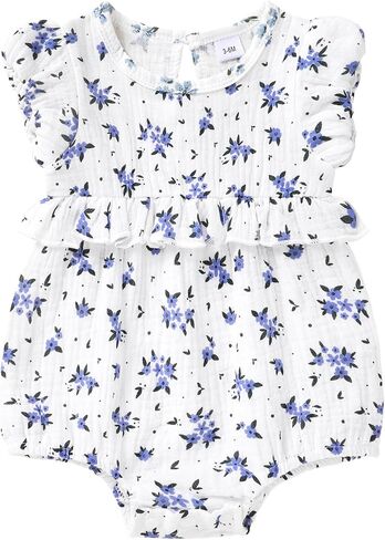 Infant Baby Girl Puff Sleeve Ruffle Romper Cotton Boho One-piece Jumpsuit Printed Boysuit 0-18M in Kuwait