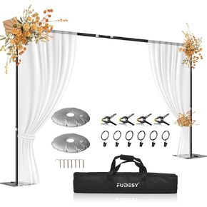 FUDESY Backdrop Stand Heavy Duty 8.5x10ft Adjustable Pipe Drape Stand Kit | Photo Background Stand with Metal Base for Photography Video Studio Parties Birthday Wedding Photo Booth Display in Saudi Arabia