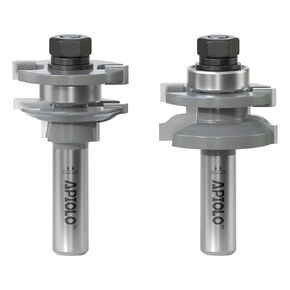 Professional 2PCS Shaker Style Rail and Stile Router Bits Set 1/2 Inch Shank, 3/8 Inch Cutting Depth, Up to 7/8 Inch Stock, Perfect Door Frame Shaper Cutters Raise Panel Making Router Bit Set in Kuwait