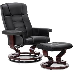 MCombo Manual Swivel Recliner with Ottoman, Chair Ottoman Set for RV Small Spaces, Living Room, Bedroom, Office 9019 4919 (Faux Leather, Cream White) in Saudi Arabia