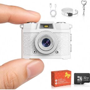 Retro Mini Keychain Digital Camera: 1080P Pocket-Size Video Camera | Built-in Flash and 5 Vintage Filters, with 32GB Card, 1.47’’ HD Display, USB-C Rechargeable, for Teens Y2K Travel Party Vlog in Kuwait