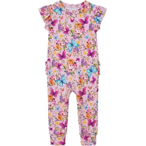 Bamboo Viscose Baby Girls Romper Ruffle Cap Sleeve Jumpsuit | Snap Closure, Soft Breathable Infant Clothes, Hypoallergenic Newborn Summer Outfit in Saudi Arabia