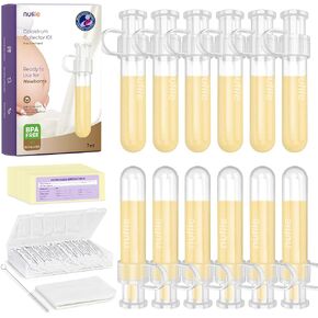 Nuliie 6pcs Colostrum Collector Kit, 7ml, Leakproof, Reusable, BPA-Free | Breast Milk Collector, Heat & Freezer Resistant, Cotton Cloth Wipe, Storage Case, Cleaning Brush, Ready-to-Use for Newborns in Saudi Arabia