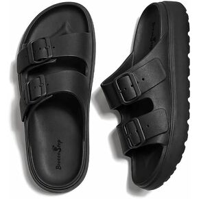 Walking Platform Sandals for Women Comfortable Pillow Slides | Non-Slip | EVA | Double Buckles | Thick Sole Slip on Sandals for Beach Shower Pool Indoor Outdoor in Kuwait