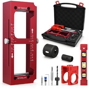 Door Hinge Jig Kit with Lock Installation, Aluminum Alloy Template with Hard Shell Storage Case, Professional Door Hinge Mortising Tool Set for Woodworkers, Includes All Bits & Accessories in Kuwait