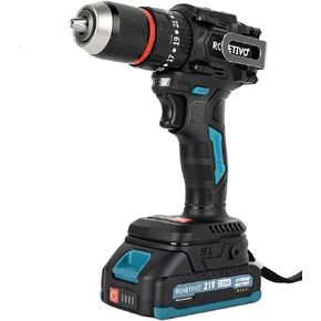 21V household electric drill Brushless 23+2M 65N·m 1/2Inch 2.0Ah Batteries and Charger and tool carrying case（Suitable for Makita batteries） in Kuwait