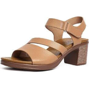 Women's Block Heel Sandals, Open Toe Ankle Strap Chunky Heels, Summer Dressy Daily Wear Comfortable Low Heeled Sandals for Women in Kuwait