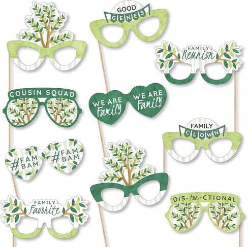Big Dot of Happiness Family Tree Reunion Glasses - Paper Card Stock Family Gathering Party Photo Booth Props Kit - 10 Count in Kuwait