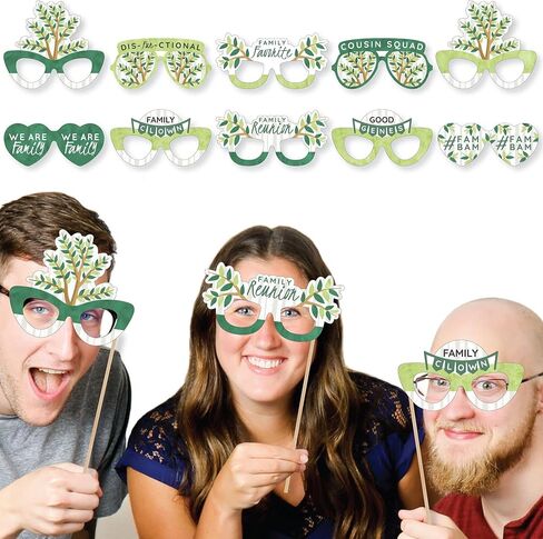 Big Dot of Happiness Family Tree Reunion Glasses - Paper Card Stock Family Gathering Party Photo Booth Props Kit - 10 Count in Kuwait