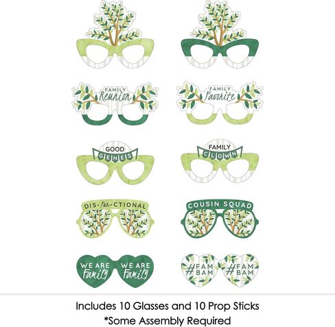 Big Dot of Happiness Family Tree Reunion Glasses - Paper Card Stock Family Gathering Party Photo Booth Props Kit - 10 Count in Kuwait