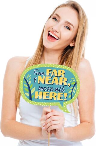 Funny Family Reunion Photo Booth Prop Kit, DIY Setup - 10pc | Family Gathering Party Decorations, Arrow and Speech Bubble Shapes for Adults or Kids, Prop Sticks Included, USA-made in Kuwait