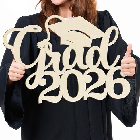 Wooden Class of 2026 Sign Senior 2026 Graduation Props for Photoshoot 2026 Class of Grad Photo Props Graduation Signs College High School Party Supplies Unfinished Grad Ornaments to Paint in Saudi Arabia