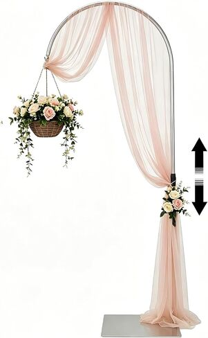 Heavy Duty Half Wedding Arch Stand Versatile Adjustable 5.6-7.6FT Hook | Gold Half Arch Backdrop for Wedding Party Window Display Seasonal Decor Thick Metal Pole Weighted Base Stand Firm in Kuwait