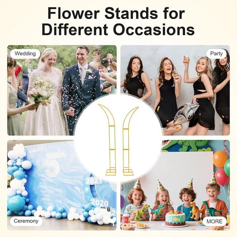 Curved Metal Wedding Arch Stand, 8.2FT & 6.9FT Gold Wedding Backdrop Stand, Sturdy Metal Floral Balloon Arch for Indoor Outdoor Wedding Ceremony Birthday Anniversary Decoration in Kuwait