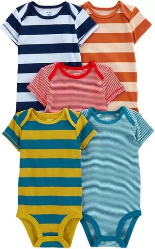 Carter's Baby Boys' 5 Pack Bodysuits (Baby), Multi Size Stripes, 12 Months in Kuwait