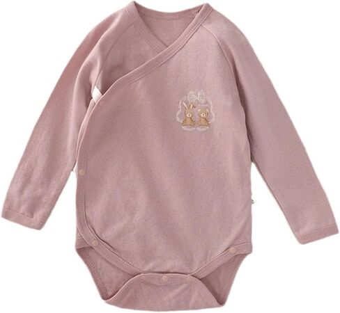 Organic Cotton 3-18M Unisex Kimono Snap Newborn Baby Bodysuit | Ultra Soft, Breathable, Double-Layer Belly Cover, Easy Diaper Changes, No Shrinking Fading or Pilling Wash After Wash in Kuwait