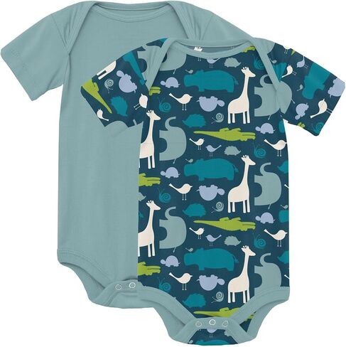 KicKee Pants Short Sleeve One-Piece Set of 2, Super Soft Viscose Baby Clothes, Boys and Girls Bodysuit in Kuwait