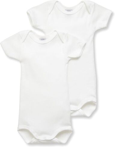 Petit Bateau Pack of 2 Unisex Baby Plain Short-Sleeve Bodysuits Style 15085 Sizes 1-24 Months (Size 1/M Style 15085) White in Kuwait