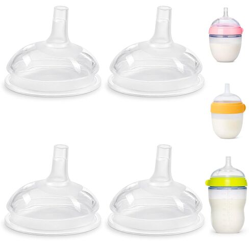 CHUBBIEE Sippy Spouts for Comotomo Gen 2 and Classic Bottles, 6m+,4-Pack | Variable-flow cross-cut valve, soft silicone for teething gums, leak-resistant, BPA-free, top-rack dishwasher safe in Saudi Arabia
