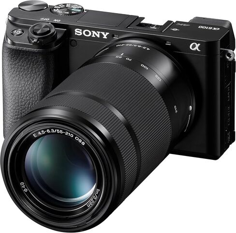 Sony Alpha A6100 Mirrorless Camera with 16-50mm and 55-210mm Zoom Lenses, ILCE6100Y/B, Black | 55-210mm Zoom Lenses, 16-50mm, ILCE6100Y B in Kuwait
