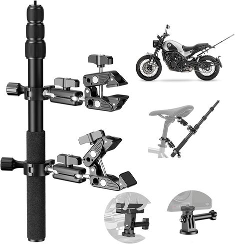 EMART Motorcycle Mount Kit for Insta 360 X4 X5, Bike Handlebar Clamp Mounts | Motorcycle Camera Mount with 55.7" Invisible Selfie Stick for Insta 360 X5 X4 X3 X2 X ONE/DJI OSMO/360 Camera/GoPro in Kuwait