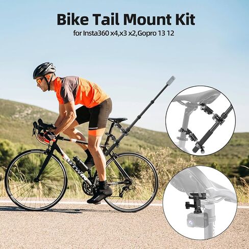 EMART Motorcycle Mount Kit for Insta 360 X4 X5, Bike Handlebar Clamp Mounts | Motorcycle Camera Mount with 55.7" Invisible Selfie Stick for Insta 360 X5 X4 X3 X2 X ONE/DJI OSMO/360 Camera/GoPro in Kuwait