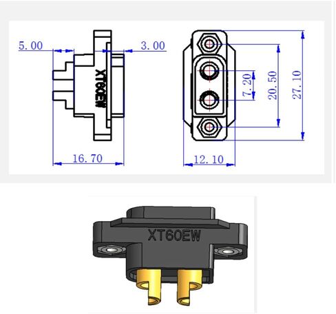 Amass 10 PCS XT60EW-M Mountable XT60E Male Plug Connector with Screws for RC Drone Aircraft FPV Racing Drone in Kuwait