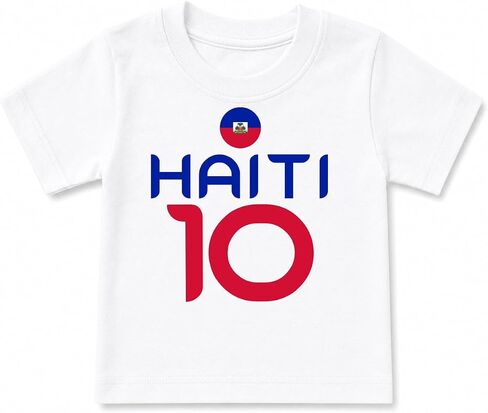 Haiti Flag Soccer Jersey Style Baby Tee Shirt | Short Sleeve | 100% Cotton | Infant & Toddler | International Soccer Game Day in Kuwait