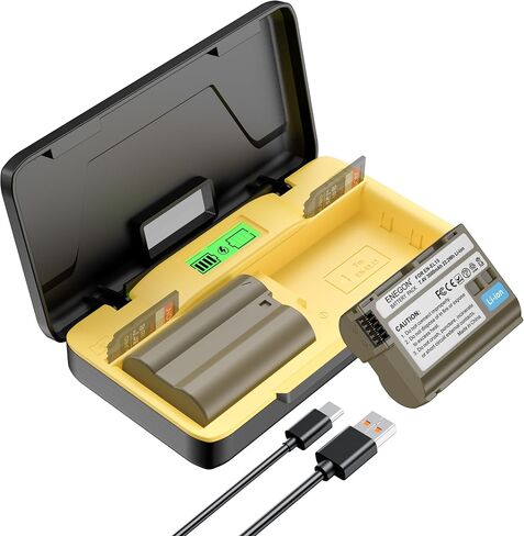 ENEGON EN-EL15C Battery 2-Pack 3000mAh 20W Charger for Nikon Z6 Z7 ZF, Z8 D7500 with Storage Case LCD Display SD Card Slot, Works with D7200 D7100 D500 D750 D780 D800 D610 D600 in Kuwait