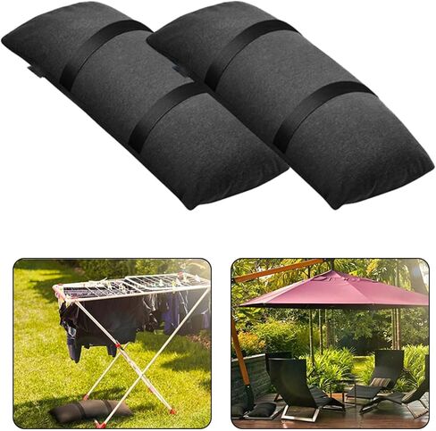 2 Pack Fillable Umbrella Base Sandbags 49Lbs Each, 600D Weights For Cantilever Patio Garden Backyard Stability, Black in Kuwait