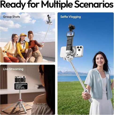 ULANZI VL49 RGB Camera Video Lights & MT44M Magnetic Phone Camera Tripod | 2500-9000K CRI95+ 2000mAh Ball Head 1/4" Screw, Cold Shoe, Magnetic Fill Light and Selfie Stick for Magsafe, iPhone/Android in Kuwait